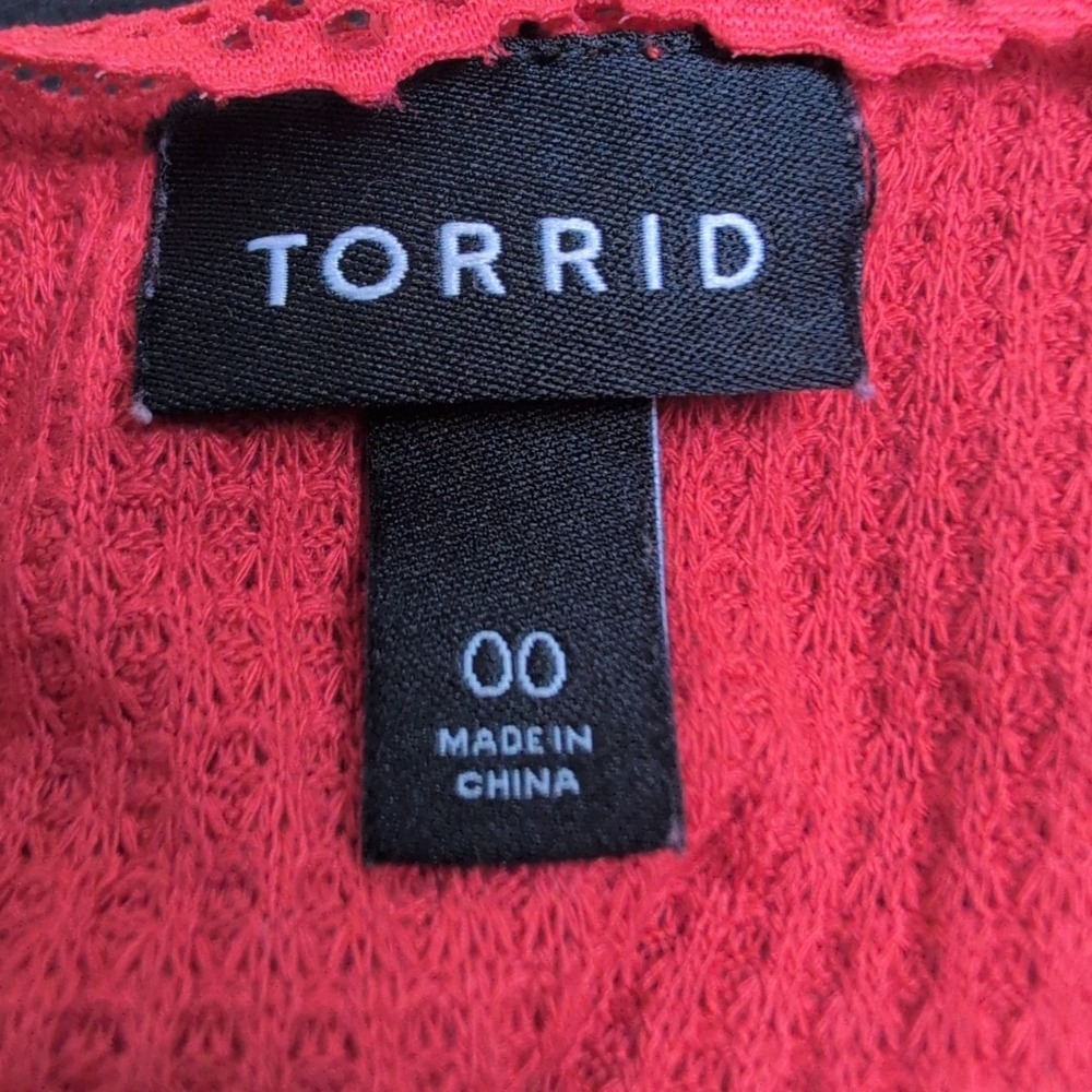 Torrid Women' Red Babydoll Cami Waffle Knit Lace Adjustable Straps 00 10/12 - Picture 2 of 7